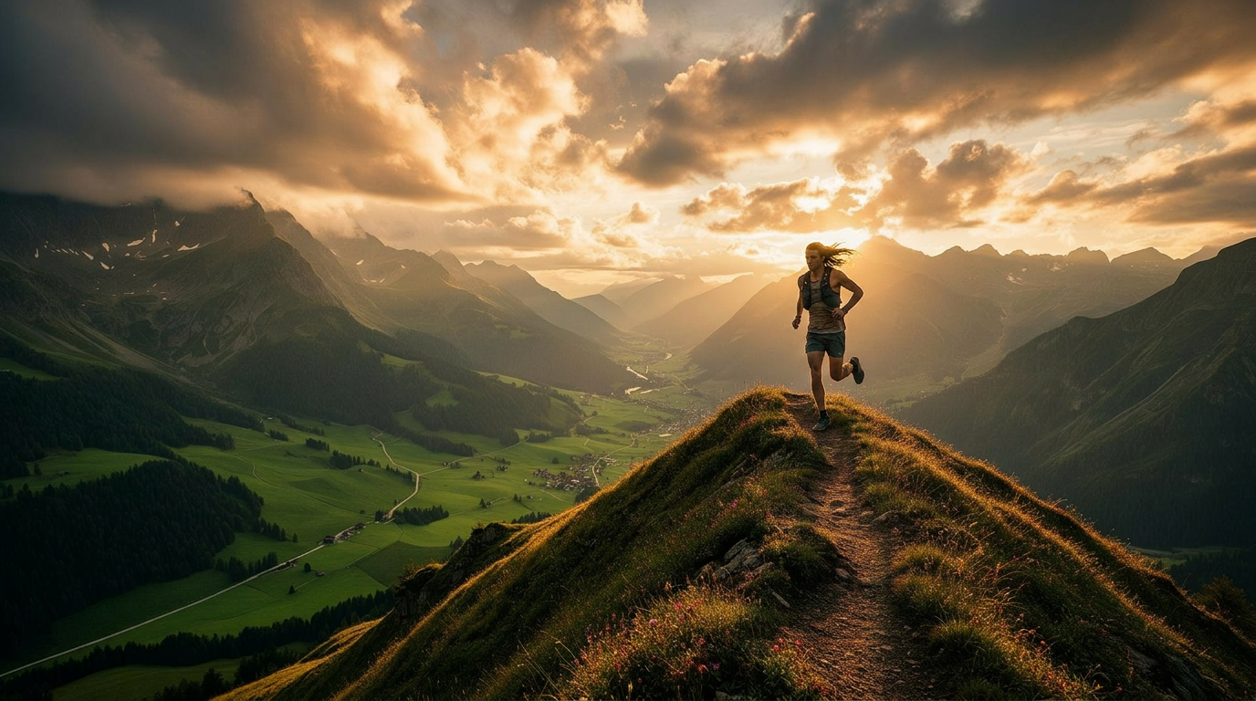 Trail runner en la montaña